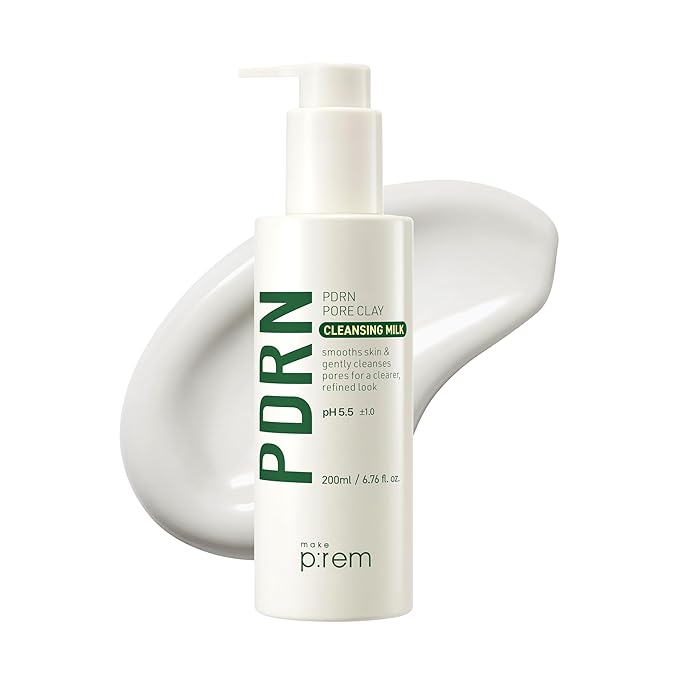 MAKE P:REM PDRN Pore Clay Cleansing Milk, Hydrating Gentle Face Wash for Sensitive Skin, Korean Face Wash, Milky Cleanser, 6.76 fl.oz. (200ml)