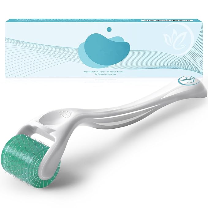 Derma Roller Microneedle Roller For Face Beard, 192 Titanium Microneedling Roller For Women and Men | Micro Needle Roller For Face Scalp 0.25mm