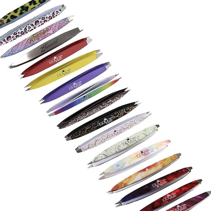 F.A.R.A.H Professional Z-Tweeze Dual Ended Tweezer - Rainbow Gradient Stainless Steel Tweezers