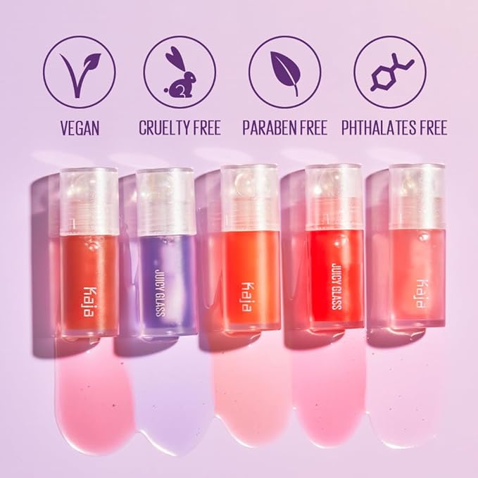 Kaja Lip Plumping - Juicy Glass 08 Cherry Cola | Hydrating, Feel Plumped and Lightweight with Vitamin Tree Fruit Oil, Vegan, Cruelty-Free, Clear Tint Stain Shine Gloss Plumper, Long Lasting
