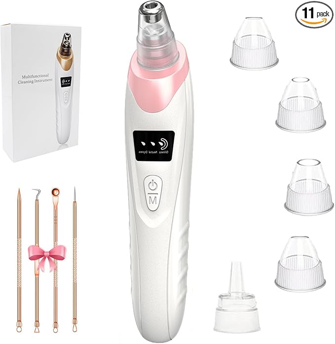 2025 Blackhead Remover Pore Vacuum,Facial Pore Cleaner-5 Suction Power,5 Probes,USB Rechargeable Blackhead Vacuum Kit Electric Acne Extractor Tool for Adult