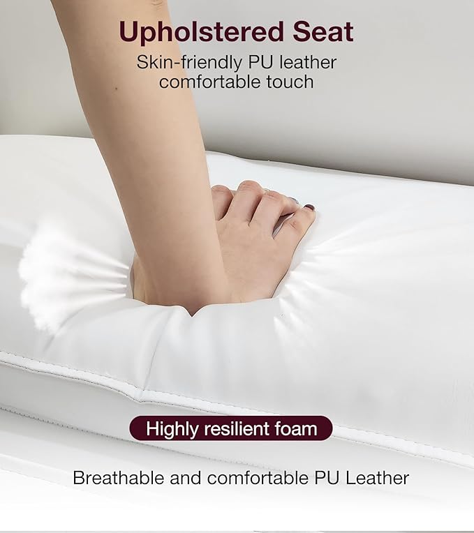 VARONXE Fully Electric Massage Table w/3 Motors, Professional Angle and Height Adjustable Spa Bed Facial Chair, Motorized Esthetician Bed Treatment Table for Beauty Salon, White