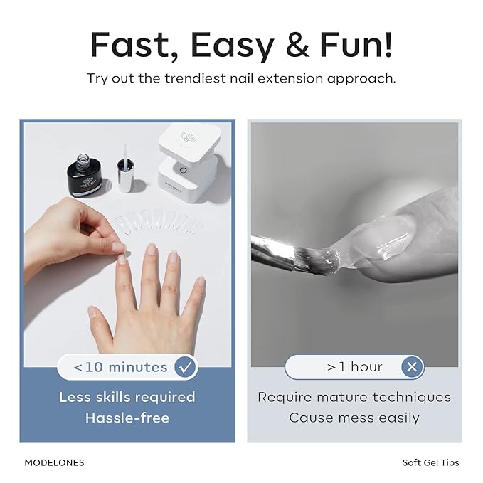 Modelones Medium Almond Nail Tips 510Pcs Clear False Acrylic Almond Press on Nails Pre-shape Full Cover Fake Extension DIY at Home 15 Sizes