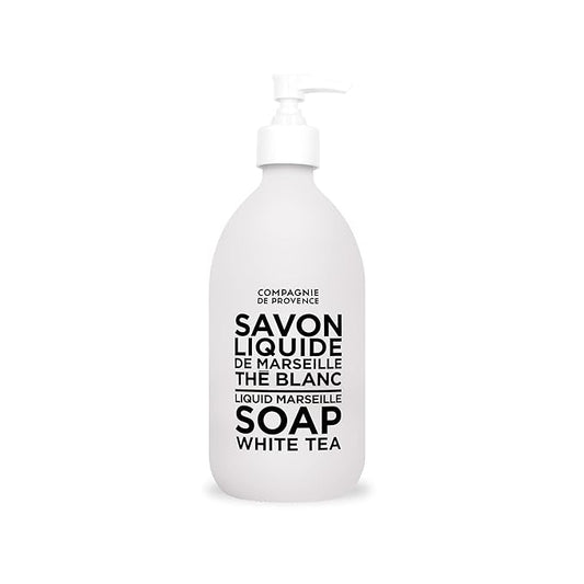 Compagnie de Provence Savon de Marseille Extra Pure Liquid Soap - White Tea - 16.7 Fl Oz Glass Pump Bottle