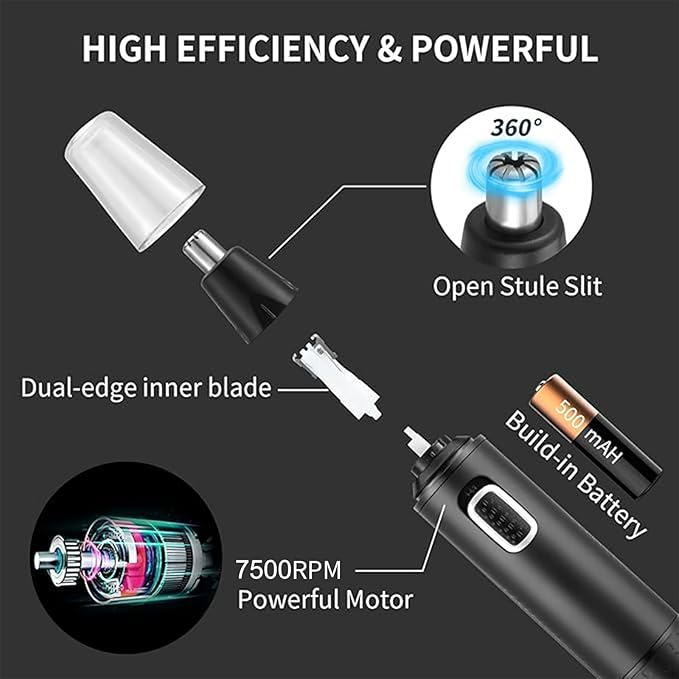 AREYZIN Nose Hair Trimmer 3-in-1 Versatile Rechargeable Ear and Nose Trimmer for Men&Women Painless Electric Shaver Grooming Kit for Ear Beard Facial Pubic Hair Wet Dry Use