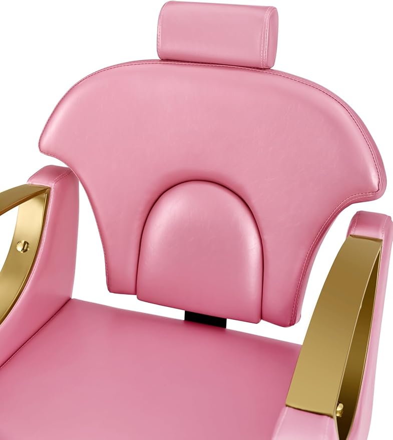 Pink Reclining Barber Chair Salon Chair 360 Degree Swivel Hair Chair Hydraulic Pump Cutting Tattoo Chair