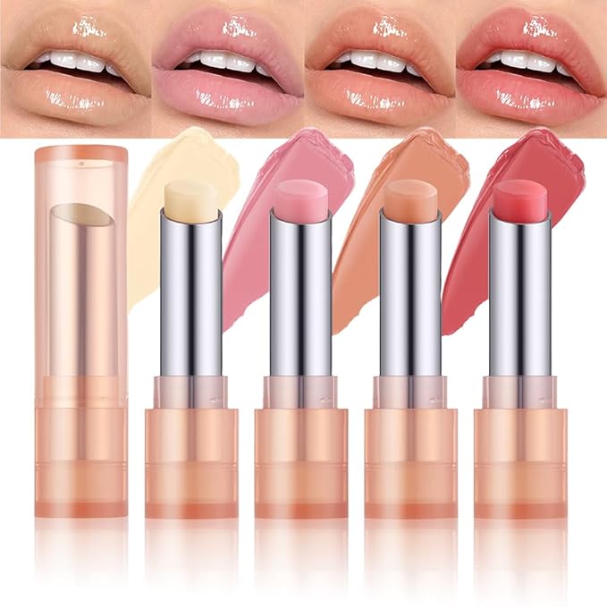 Color-Changing Lip Balm, Moisturizing Hydrating Tinted Lip Balm for Dry Lips, Long-Lasting Nourishing Lipstick, Glossy Lip Tint, Lip Care for Smooth, Soft Lips.5#