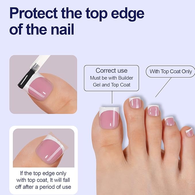 Misssix Press On Toe nails Short, 150Pcs French Toe Nail Tips Pink White, Square Soft Gel Fake Toe Nail Tips Extensions for Women Nail Art DIY 15 Sizes