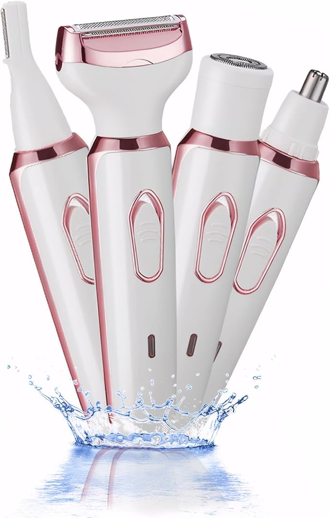 Electric Razors for Women, 4-in-1 Women’s Facial Hair Removal, Face Shaver Ebrow Trimmer Pubic Bikini Trimmer Portable Ladies Shaver Womens Razors for Shaving