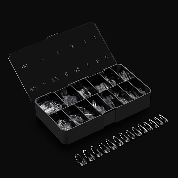 Apres Gel-X® Almond Box of Nail Tips | 280 Gel-X Tips, Soft Tips, 14 Sizes 00-9 | Half-sizes Included (Sculpted Almond Long, 280 Count)