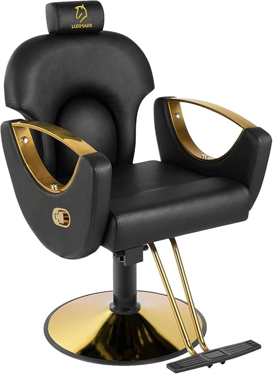 Barber Chair,Styling Chair|Adjustable Height Reclining Salon Chair, Barber Chair for Stylist with Removable Headrest,SPA Equipment for Barbershop,Beauty Salon,Spa (Black New)