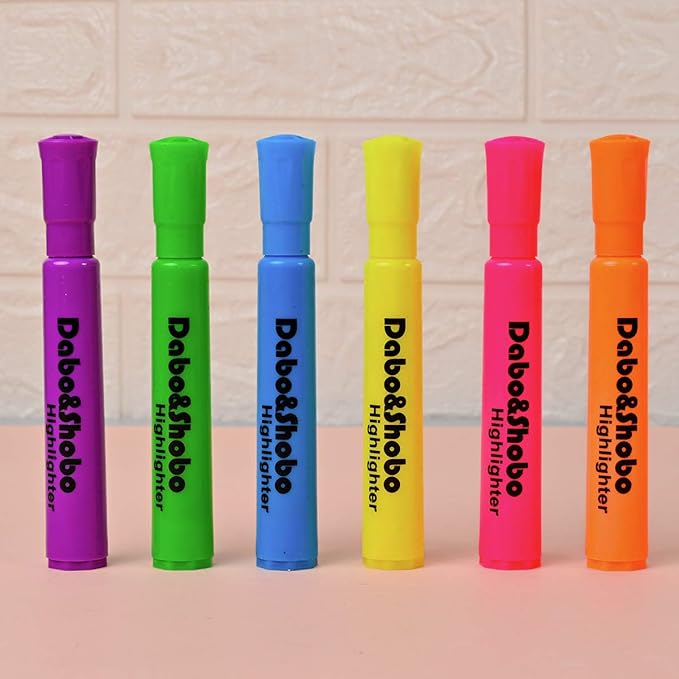 Dabo & Shobo Highlighters Set of 24,Colored Markers And Beautiful Combination Set Liquid Ink Fast Drying And Not Easy To Fade Are Suitable For Classroom, Office And Shop Short Style