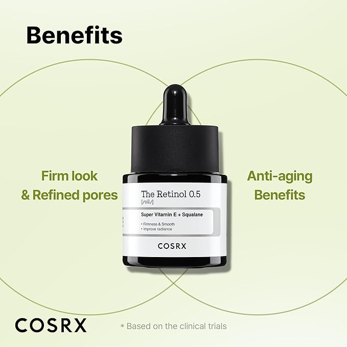 COSRX Retinol 0.5 Oil, Anti-aging Serum with 0.5% Retinoid Treatment for Face, Reduce Wrinkles, Fine Lines, Gentle Skincare for Day & Night, Not Tested on Animals, Korean Skin Care, Stocking Stuffers