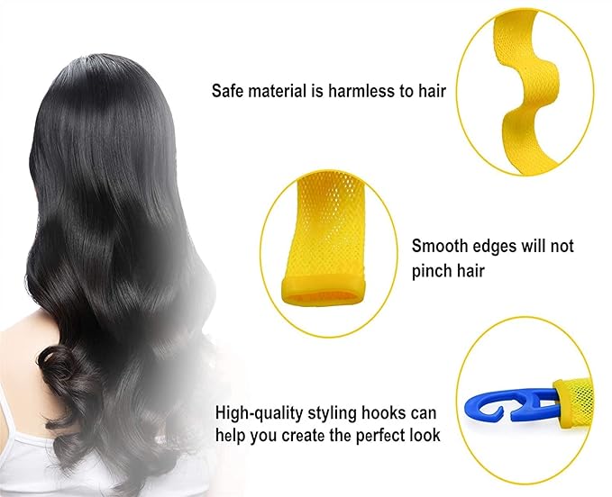 48PCS Hair Curlers Heatless Spiral and Wave Two Styles’Curls(20inch) No Heat Curlers with 4PCS DIY Styling Hooks for Women and Girls’ Medium or Long Hair (20 inch)