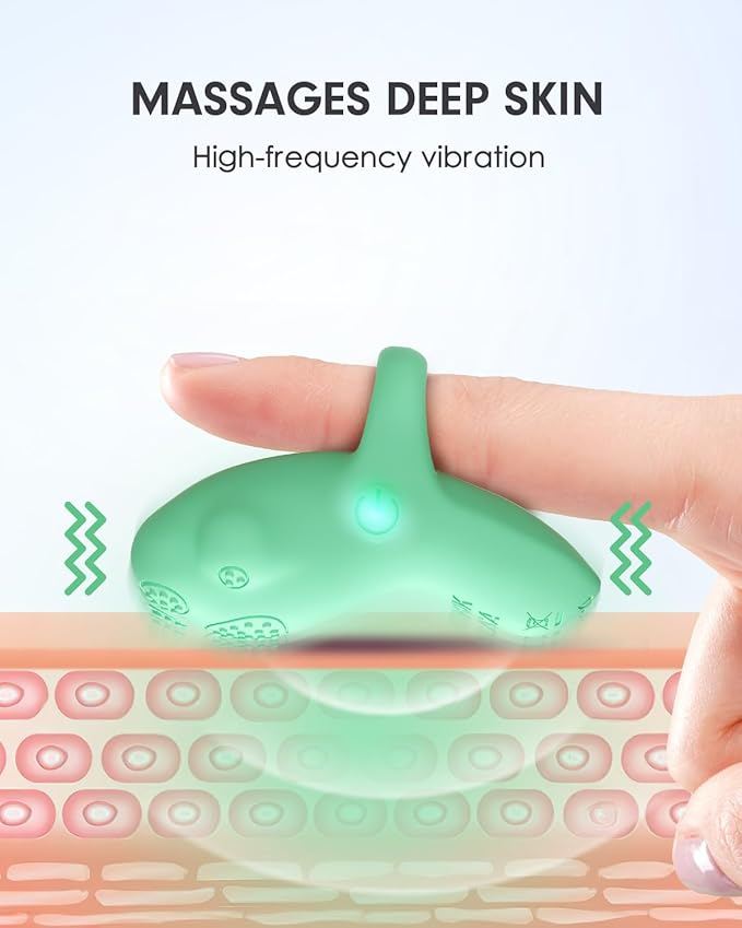 Portable Mini Facial Massage Ball, Waterproof Rechargeable Powerful Multifunctional Eye Face Finger Massager (Green)