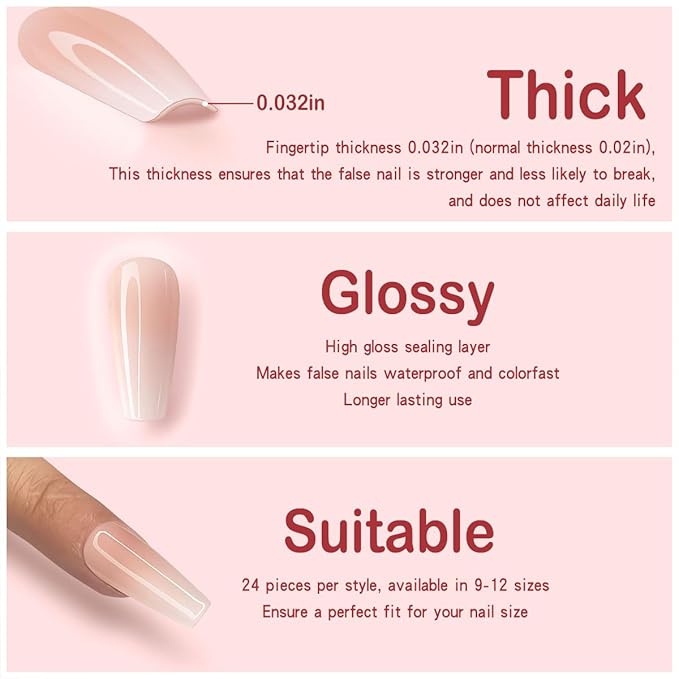 Yivaiks Rhinestone Press on Nails Pink Medium Length Stick on Nails for Women Glitter Artificial Nails Acrylic Nails Press on Fake Nails With Glue 24pcs