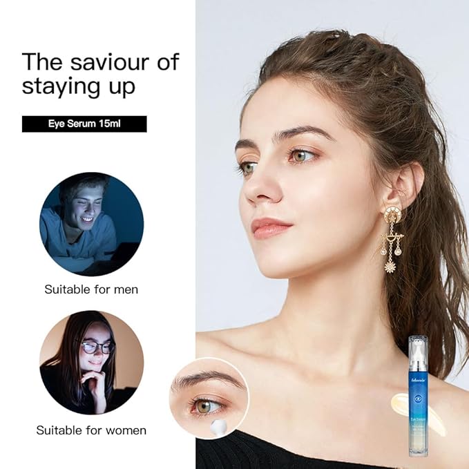 5% Caffeine Eye Serum Moisturizing, Under Eye Cream with 360° Massage Ball for Dark Circles and Puffiness, Hydrating Eye Cream Anti Aging for Bags Fine Lines (1PCS)