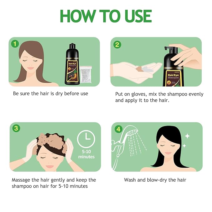 Natural Coffee Hair Color Shampoo 500ml | Upgrade Formula, 3-IN-1 Herbal Hair Coloring Shampoo, Nourishing & Dyeing for Men Women, 100% Coverage for All Hair Types 17.6 Fl Oz (Coffee)