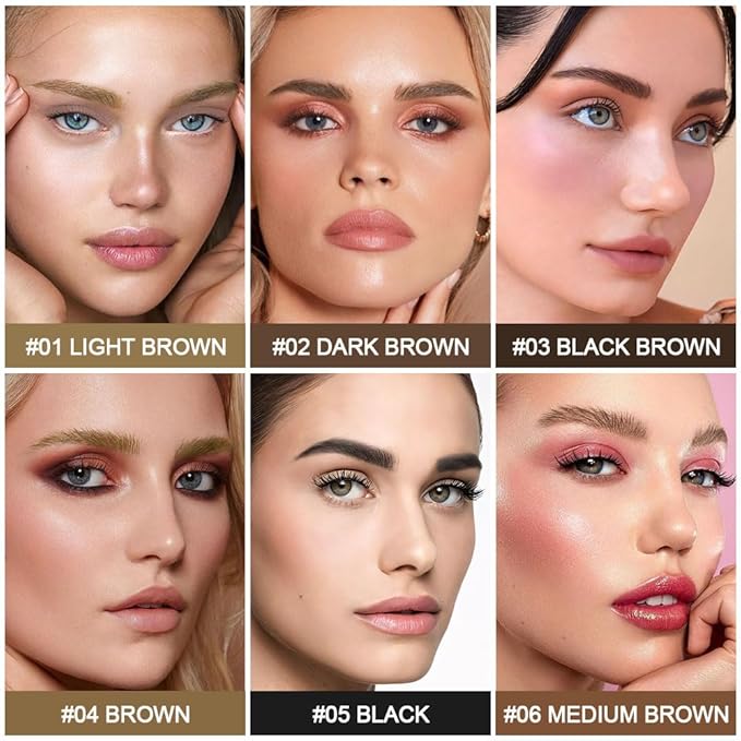 evpct 1Pcs Light Brown Magic Microblading Eyebrow Contouring Pen Brow Pencil, with 4 Brush Micro-Fork-Tips Precise Applicator, Dual-ended Eyebrow Brush, Hair Like Strokes, Natural Looking Brows