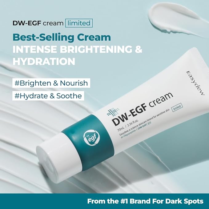 EASYDEW DW-EGF Cream Limited 2.36 oz - Anti-Aging Moisturizer with Human Epidermal Growth Factor & Hyaluronic Acid Collagen to Rejuvenate & Regenerate Cells, Softer Skin, Light weight Refreshing Cream