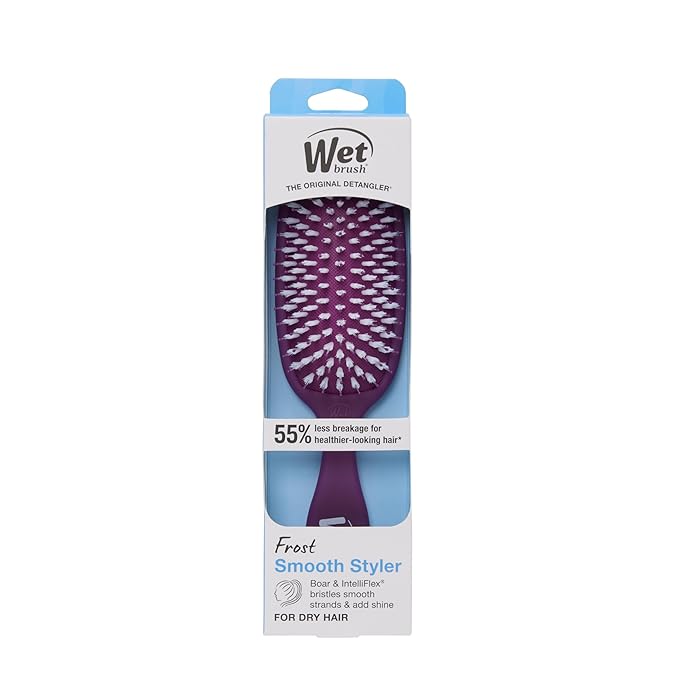 Wet Brush Smooth Styler Hair Brush, Purple Frost, Exclusive Ultra-soft IntelliFlex Bristles, Synthetic Boar Bristles, Shiny And Smooth, For All Hair Types, For Women, Men, Wet And Dry