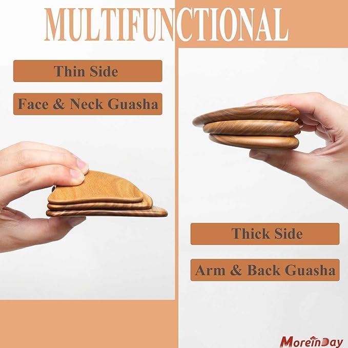 Gua Sha Tool for Face, Gua Sha Facial Tools for Face Massage, Wooden Guasha Tool Reduce Puffiness - Green Sandalwood