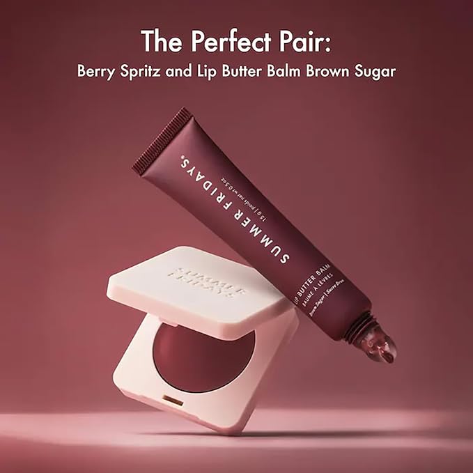 Summer Fridays Blush Butter Balm - Skincare-Infused Hydrating Cream Blush with Hyaluronic Acid, Ceramides, & Shea Butter for a Dewy Flush of Color - Cheek and Lip Tint - Berry Spritz (0.14 Oz)