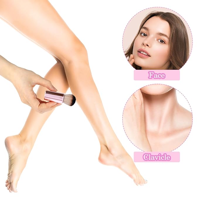 Self Tan Brush Soft Body Makeup Brush Portable Self Tanning Brush Self Tanner Face Brush For Body & Leg Makeup（Pink Rose Gold）