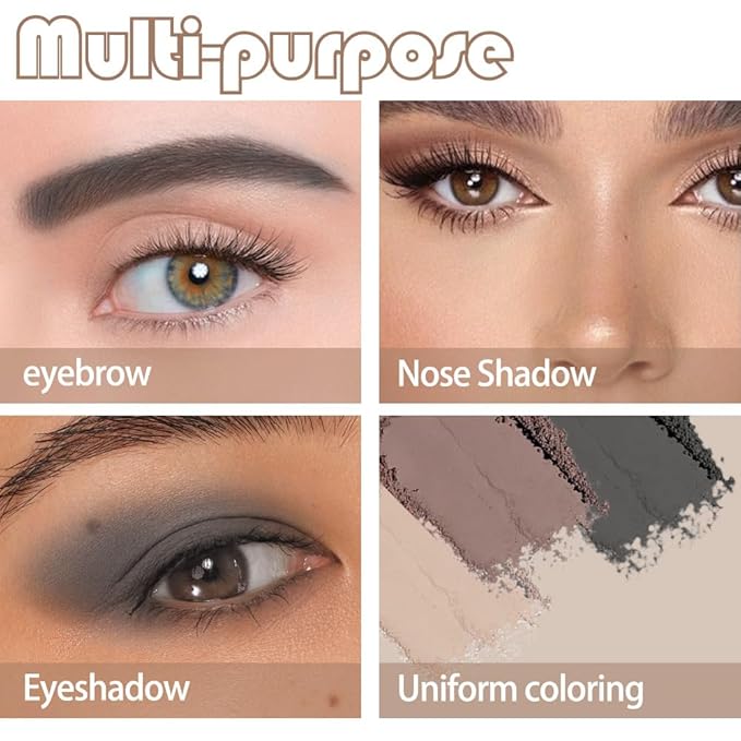 Eye Brow Powder for Women, Taupe Eyebrow Powder Kit with Brush, Long-Lasting 3 Colors Brow Palette, Filler for Full, Defined Natural Brows Shaping (03)