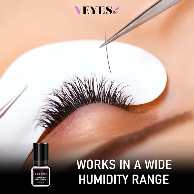 VEYES INC Eyelash Extension Glue - Extra Strong Professional Lash Glue 5ml | 1 Sec Drying time | Retention - 8 Weeks | Black Adhesive for Semi-Permanent Extensions Salon Use for Lash Tech