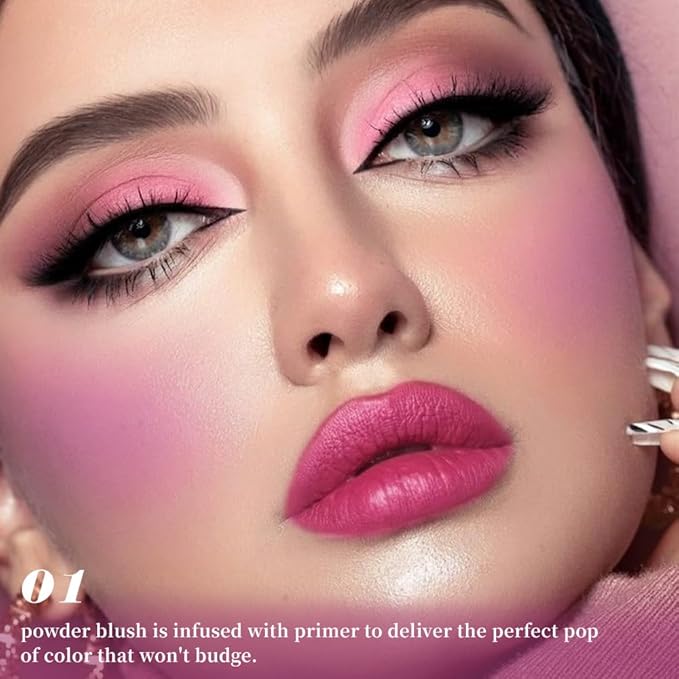 Single Purple Matte Blush for Cheeks Face Blushes Makeup Palette, Rose Bean Monochrome Cream Blushes Palette Makeup for Older Women, Natural Pigmented Paleta de Púrpura monocromática 01