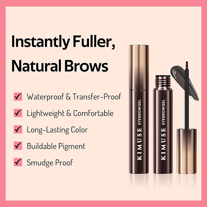 KIMUSE Instantly Semi-Permanent Eyebrow Gel, Long Lasting Eyebrow Tint, Waterproof Tinted Eye Brow Gel, Transfer-Proof, Smudge-Proof, Eyebrow Makeup Gift for Women & Girl, 0.17oz