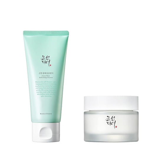 Beauty of Joseon Green Plum Refreshing Cleanser Gel with Dynasty Cream Hydrating Face Moisturizer for Dry