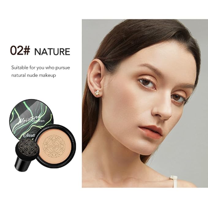 Mushroom Head Air Cushion Foundation, Moisturizing BB Cream Nude Long Lasting Matte Concealer, Air Heads CC Cream Face Makeup (Natural)