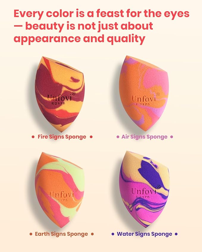 Random 3Pcs Makeup Sponges from 4 Colors, Tricolor Fusion Beauty Shape Makeup Sponge for Foundation, Concealer, Powder Cream and Liquid Application (Blind Box)