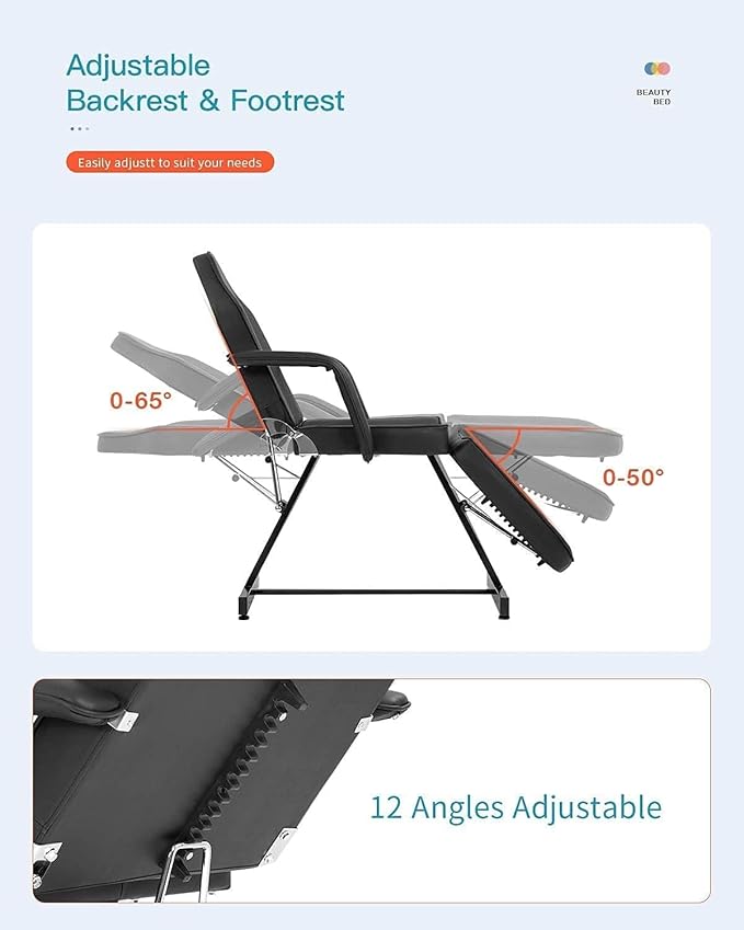 PayLessHere Multipurpose Tattoo Chair 72" L 24" W Massage Bed with Hydraulic Stool Beauty Bed Table Salon Chair for Professional Massage Facial Lash Beauty Spa Treatment