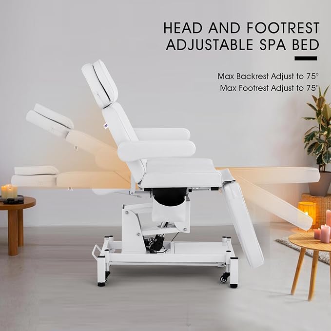 Artist hand 3 Motor Electrical Facial Bed for Esthetician 110V Removable Massage Table Beauty Bed Medical Aesthetic Tattoo Chair with Rotatable Armrests