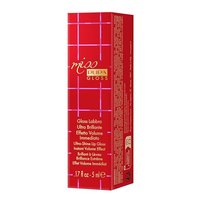 Pupa Milano Holiday Land Miss Pupa Lip Gloss, 107 Golden Starlight, 0.17 oz - Plumping Lip Gloss - Lip Moisturizer - Long-Lasting Hydrating Lip Gloss