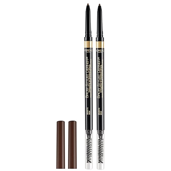 L'Oreal Paris Makeup Brow Stylist Definer Waterproof Eyebrow Pencil, Ultra-Fine Mechanical Pencil, Draws Tiny Brow Hairs and Fills in Sparse Areas and Gaps, Brunette, 0.003 Ounce (Pack of 2)