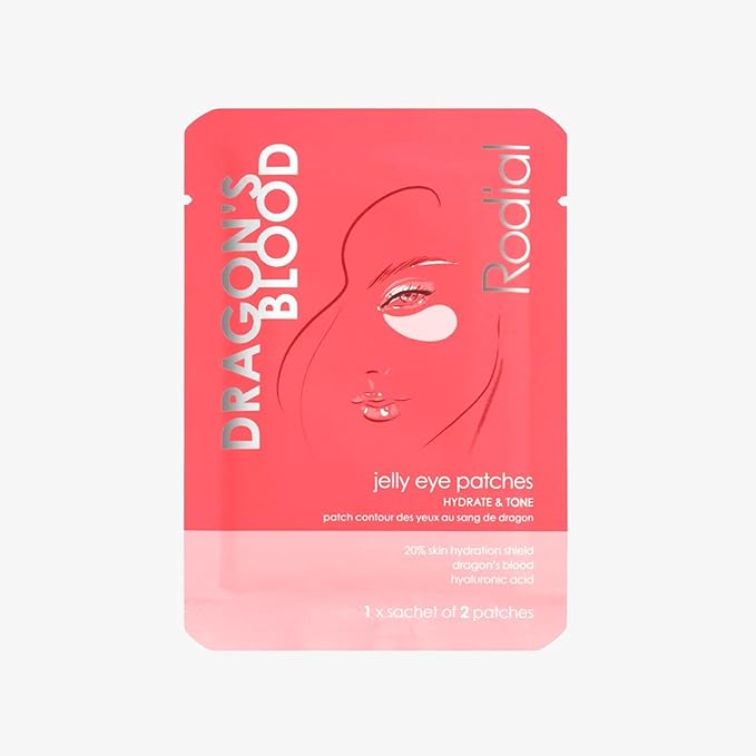 Rodial Dragon's Blood Jelly Eye Patches (1 Sachet), Elasticity and Firmness, Hyaluronic acid and Dragon's Blood for Plumping and Deep Hydration, Makeup Prep
