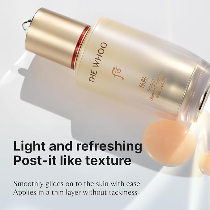 THE WHOO Bichup Ultimate Recovery Youth Serum | Intensive Anti-Aging Luxury Skincare with NAD+ & Ceramide for Wrinkles & Barrier Repair | Day & Night Firming Treatment
