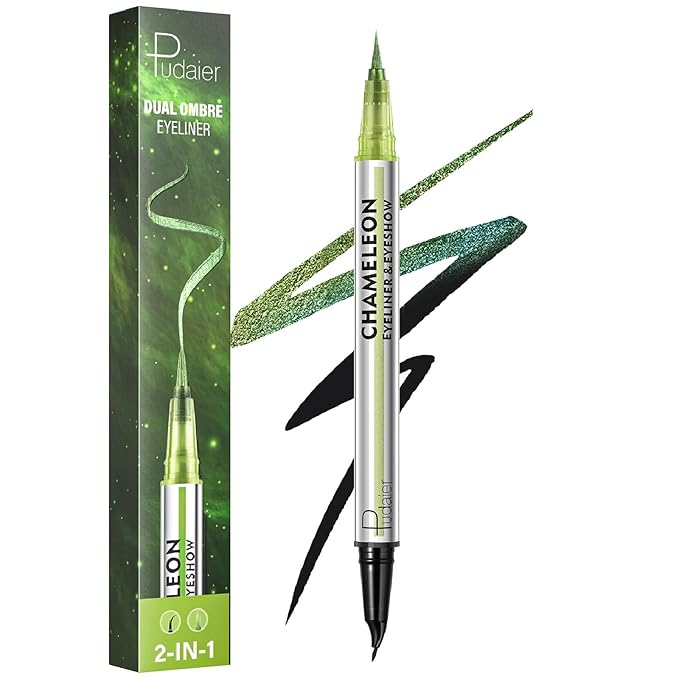 Black and Multichrome Waterproof Liquid Eyeliner, Stay All Day Eye Liner Pen with Precise Tips for Women, Smudge-Proof & Transfer-Resistant, Vegan & Cruelty-Free