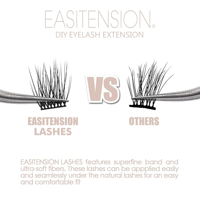 DIY Eyelash Extension, 3D Effect Glue Bonded Individual Lash 12 Clusters Volume Lashes Set, Home Eyelash Extension, C curl Lashes Pack (10MM)