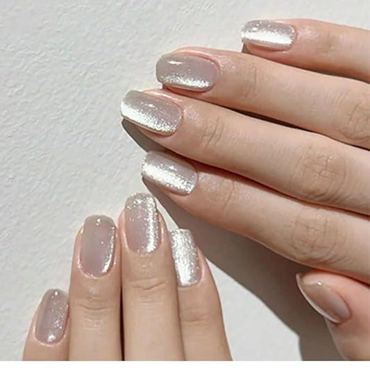 GLAMERMAID Press on Nails Extra Short Square, Pure White Spring Summer Handmade Gel Glue on Nails, Reusable Acrylic False Nails Manicure Kits for Women