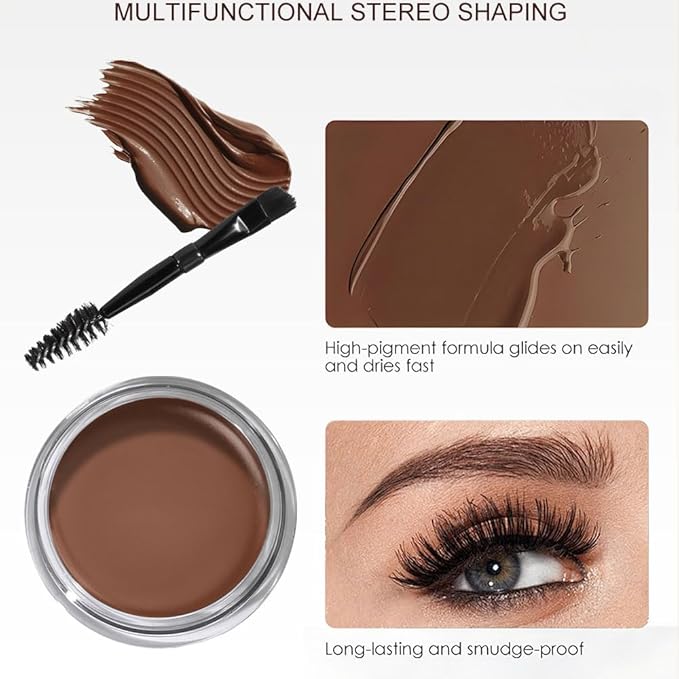 Brow Kit, Eyebrow Pomade,Eye Brow Contour Palette with Double-ended Eyebrow Brush, Full Defined Natural Brows, Long-Lasting Waterproof,03