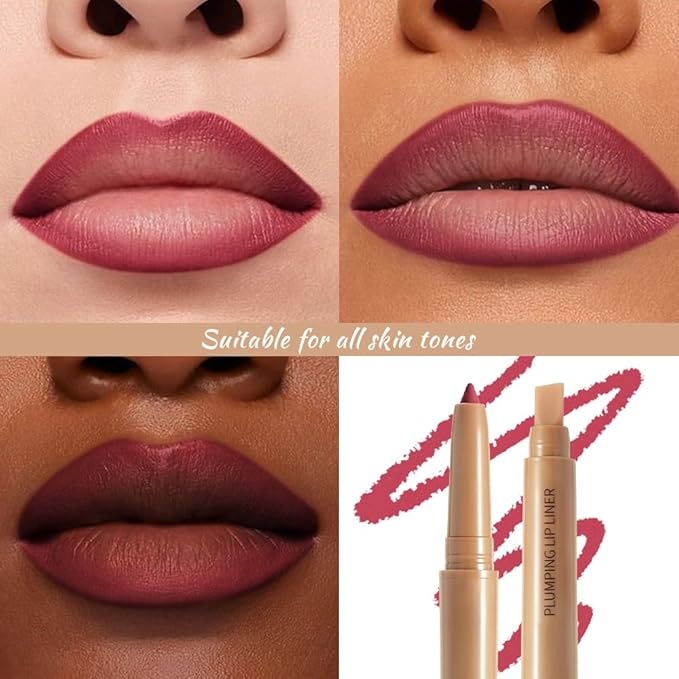 Fire Brick Red Matte Lip Liner Pencil, Plump Lip Liners Long-Lasting Creamy Formula, With Silicone Smudger for Define Contours & Sculpting Lip, Waterproof Non-Staining Crayon Lip Liner 04#