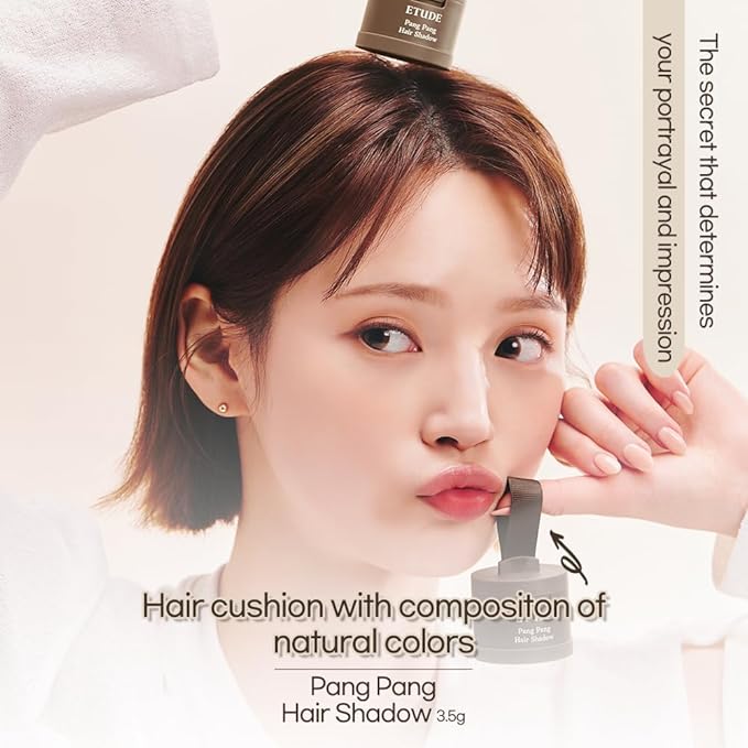 ETUDE Hair Pang Pang hair powder for men and women, Dark Brown, Waterproof, for eyebrow colors, Hairline and Thin Hair, Hairline Powder