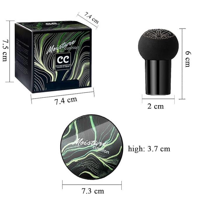 Air Cushion CC Cream Mushroom Head Foundation,BB Cream Makeup Foundation,Moisturizing Concealer,Long Lasting Full Coverage Waterproof,Even Skin Tone for All Skin Types (5# Light Yellow, 20g)