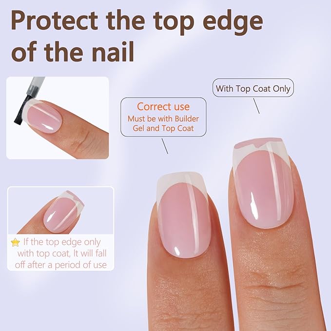 Misssix French Gel Nail Tips, 150Pcs French Tip Press on Nails Short Square Pink, No Need to File 3 in 1 Tips Pre-lasting, Gel Fake Nails for Nail Art DIY 15 Sizes