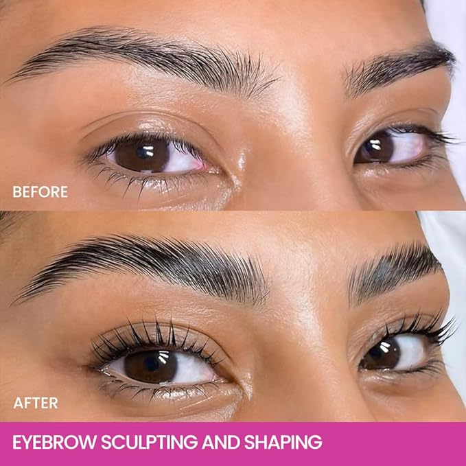 Kaely PROFESSIONAL MAKEUP Brow Glue, Tinted Eyebrow Gel, Eyebrow Mascara Waterproof, gel para cejas a prueba de agua, Eye Brow Fast Sculpt, Vegan & Cruelty-Free, 2Pcs-05 Black